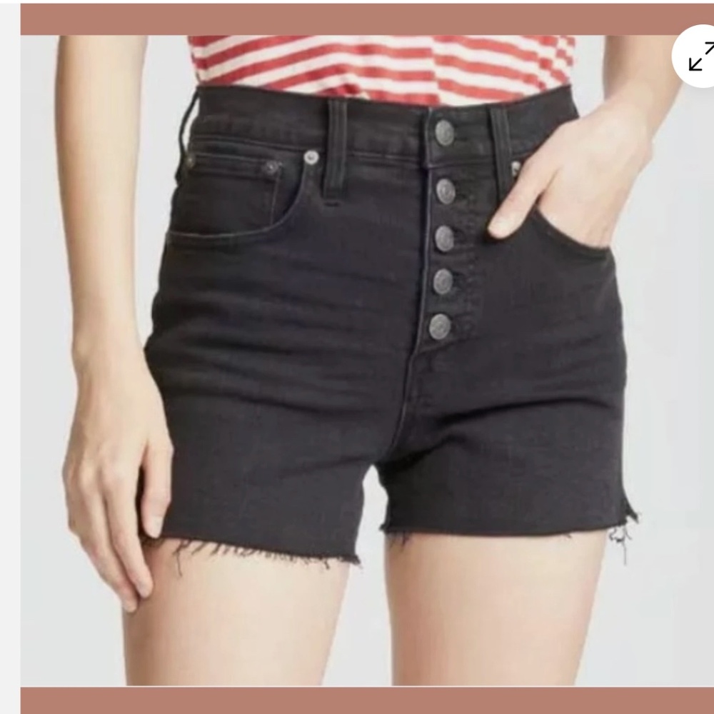 Madewell High-Rise Denim Shorts: Button-Front Edition, Washed Black, Size 29